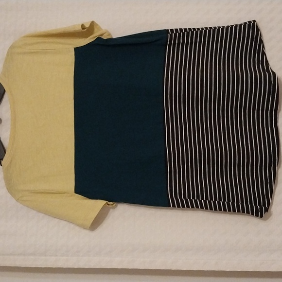 NWT Maurices short sleeve top yellow blue with black and white stripes size S - Picture 3 of 3